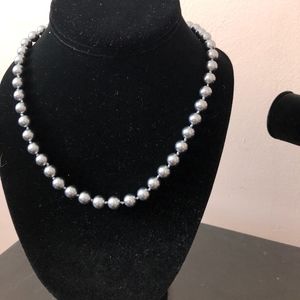 Nolan Miller 18" Blue-Grey Snap Faux Pearl Necklac